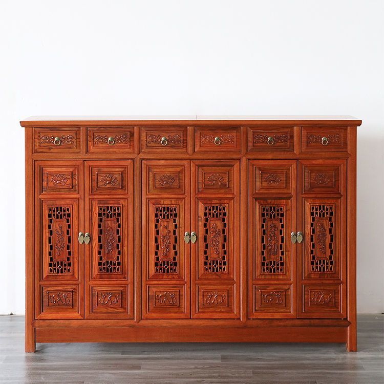 中式仿古实木鞋柜金花梨木雕花餐边柜门厅玄关柜隔断