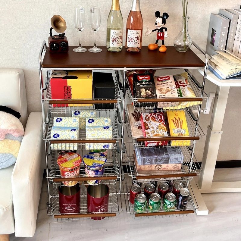 中古小推车 置物架 客厅 移动带轮 零食收纳 多层 家用 复古 厨房