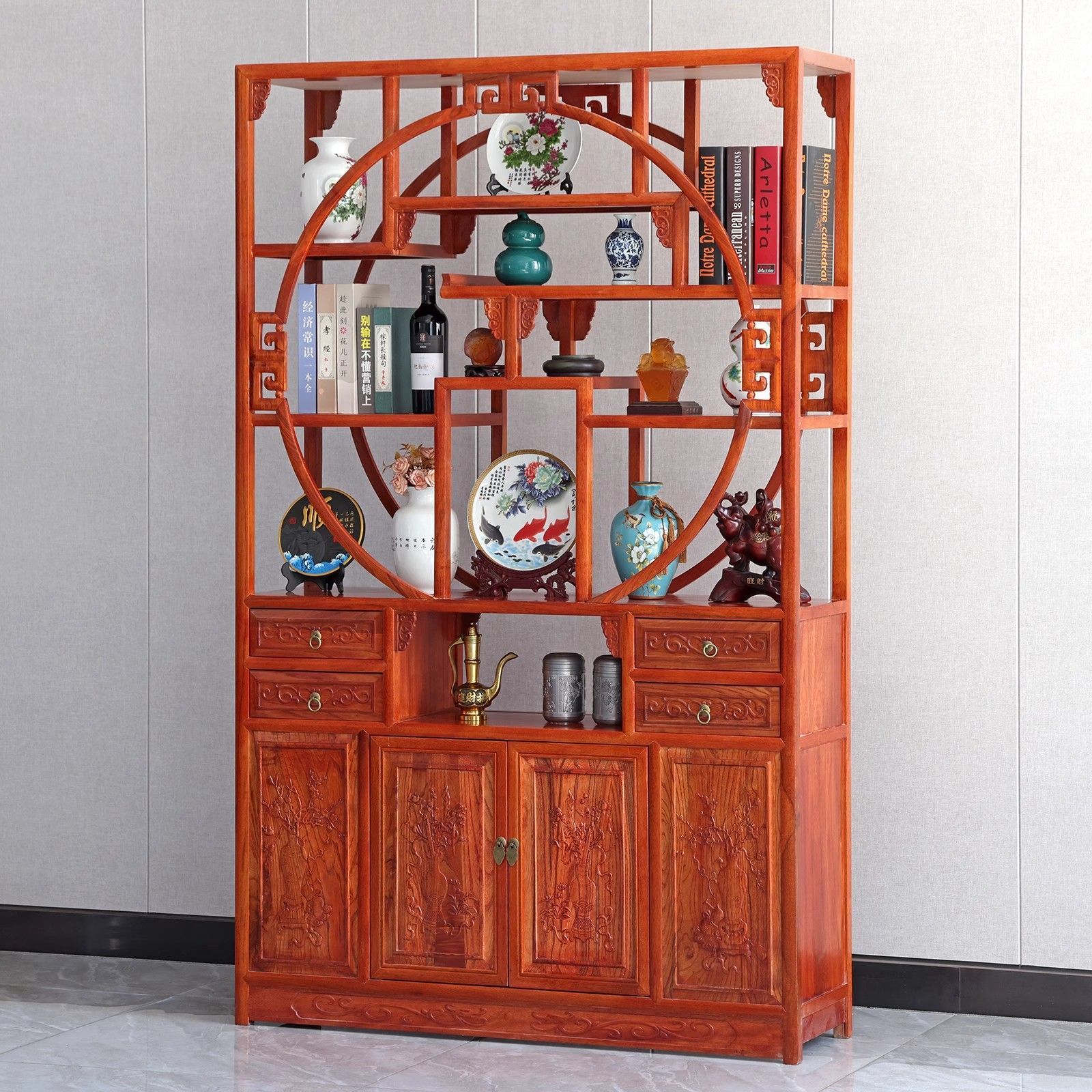 新中式实木博古架茶叶多宝阁书客厅隔断书架展示柜仿古置物架
