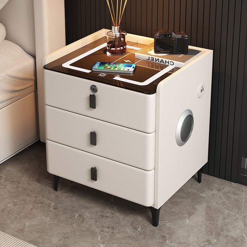 现代简约 轻奢 多功能 无线充电 指纹锁 实木床头柜 卧室 家用 智