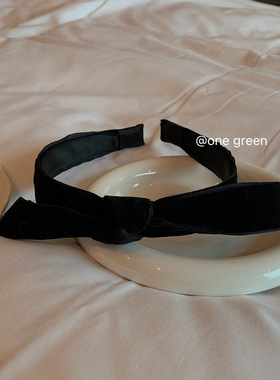 ONEGREEN韩国东大门同款纯色黑色丝绒蝴蝶结复古奢华优雅发箍头箍