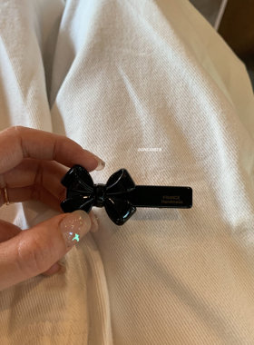 ONEGREEN 10.19NEW 复古金标黑色蝴蝶结树脂鸭嘴夹 简约百搭发夹