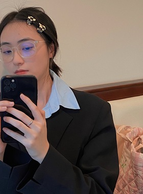 ONEGREEN新款白色透明凹造型眼镜学生网红复古校园百搭潮流眼镜框