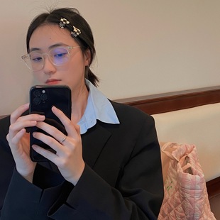 ONEGREEN新款白色透明凹造型眼镜学生网红复古校园百搭潮流眼镜框