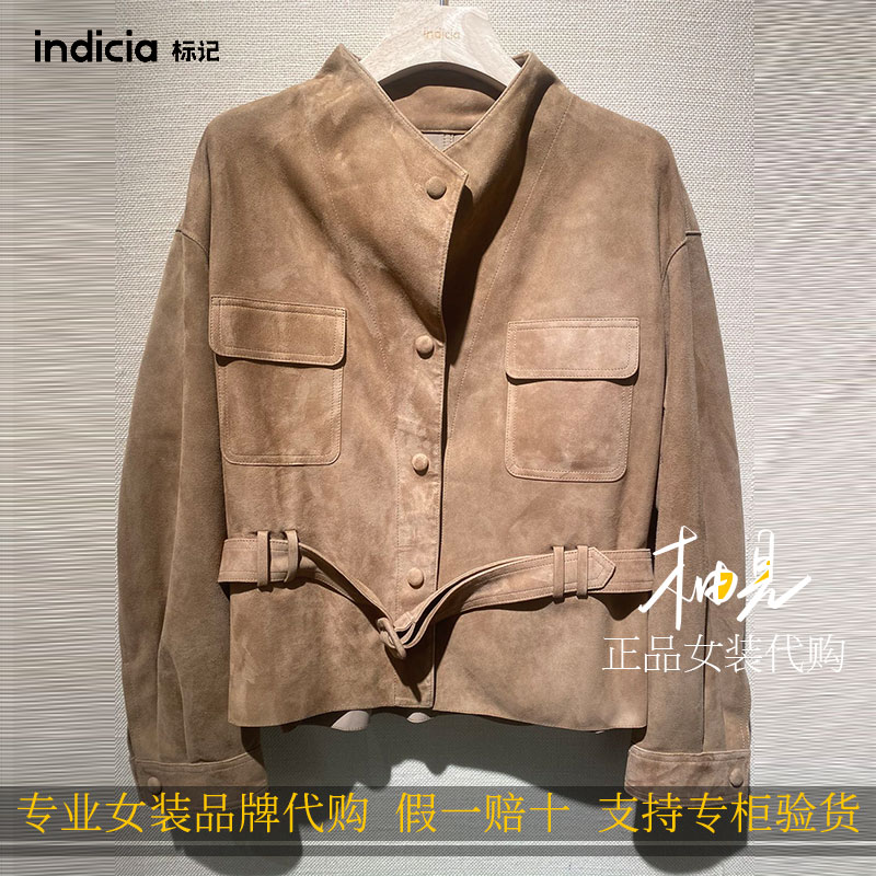 标记 indicia26秋新款专柜国内正品代购收腰皮衣F2C6PY416C-3989