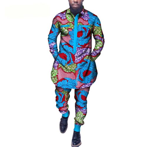 定制非洲蜡染印花男士休闲套装s