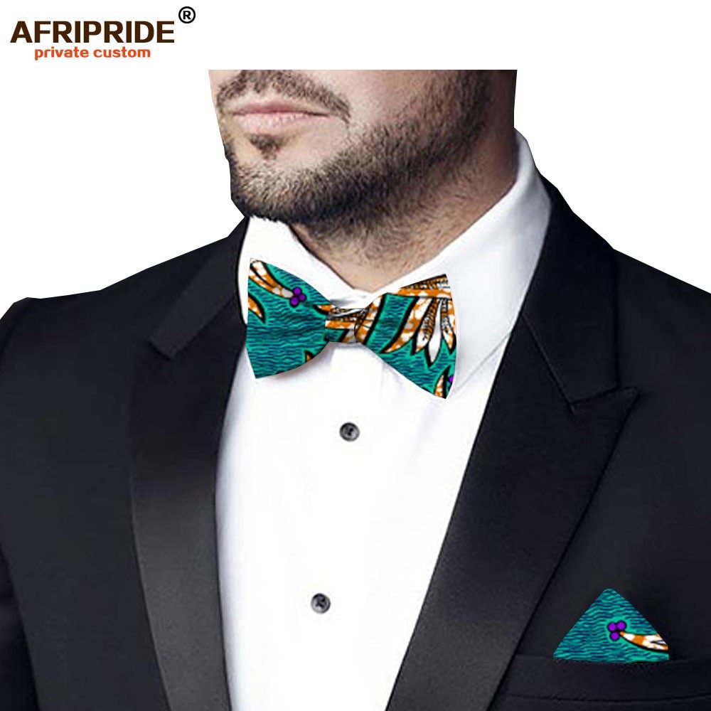 手工非洲民族印花蜡染全棉商务西服小方巾 领结wax cloth bow tie