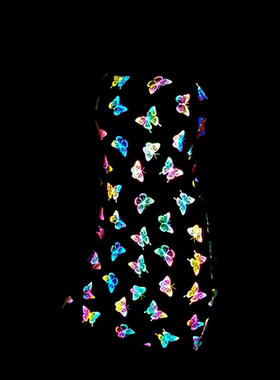colorful dress 蝴蝶炫彩反光吊带连衣裙 欧美女装夜店性感包臀裙