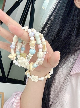 景德镇陶瓷手链夏季女高级感饼干猫咪系列小众百搭设计高级感手串