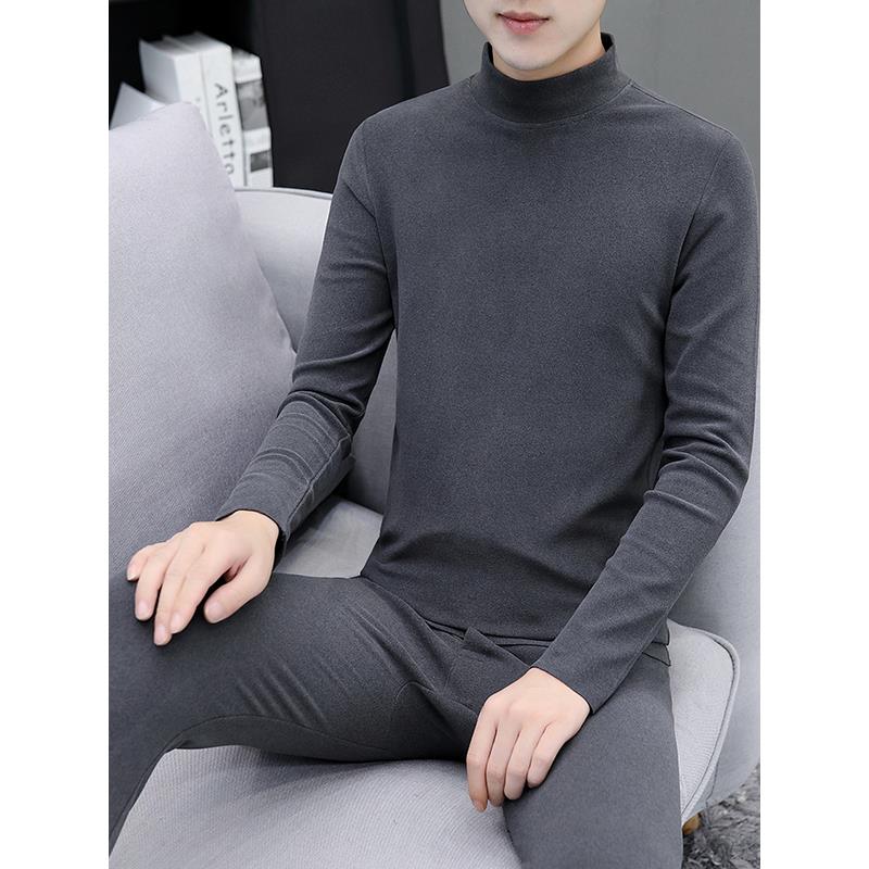 Mostarsea~加厚半高领秋衣秋裤男士冬季双面德绒磨毛保暖内衣套装