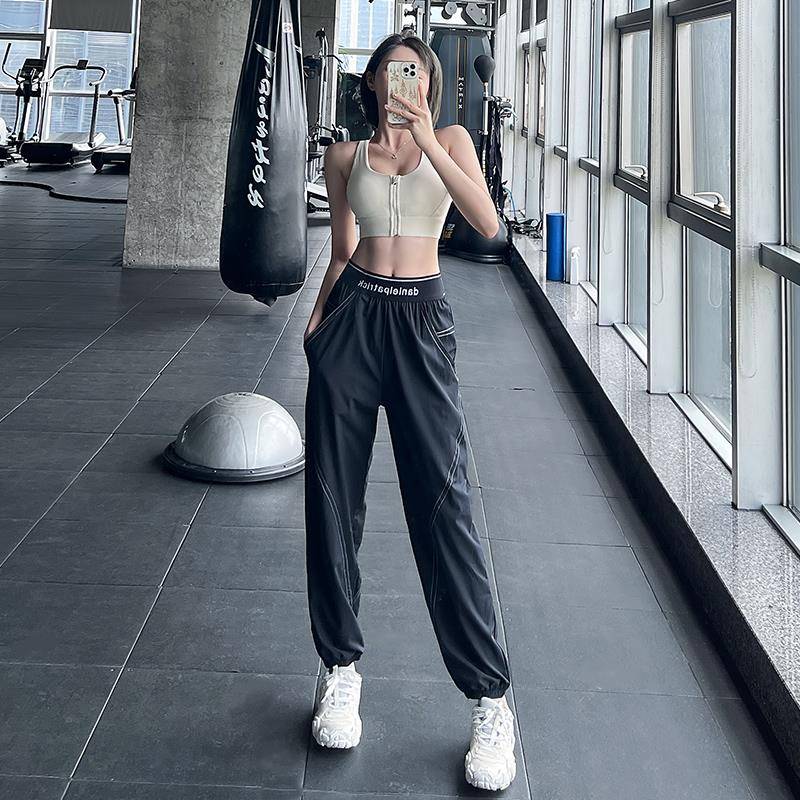 瑜伽裤女外穿高腰提臀夏季2025新款宽松速干休闲健身束脚运动裤女