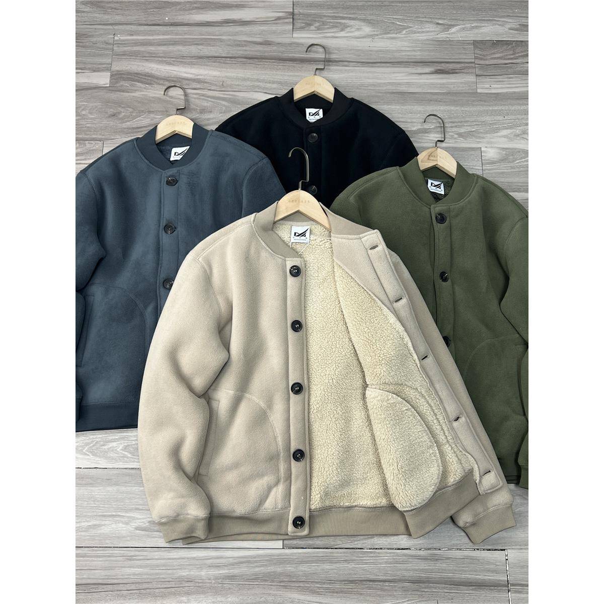 VIRRI CIAGA！加绒加厚防风保暖羊羔绒外套宽松覆古棒球领夹克男