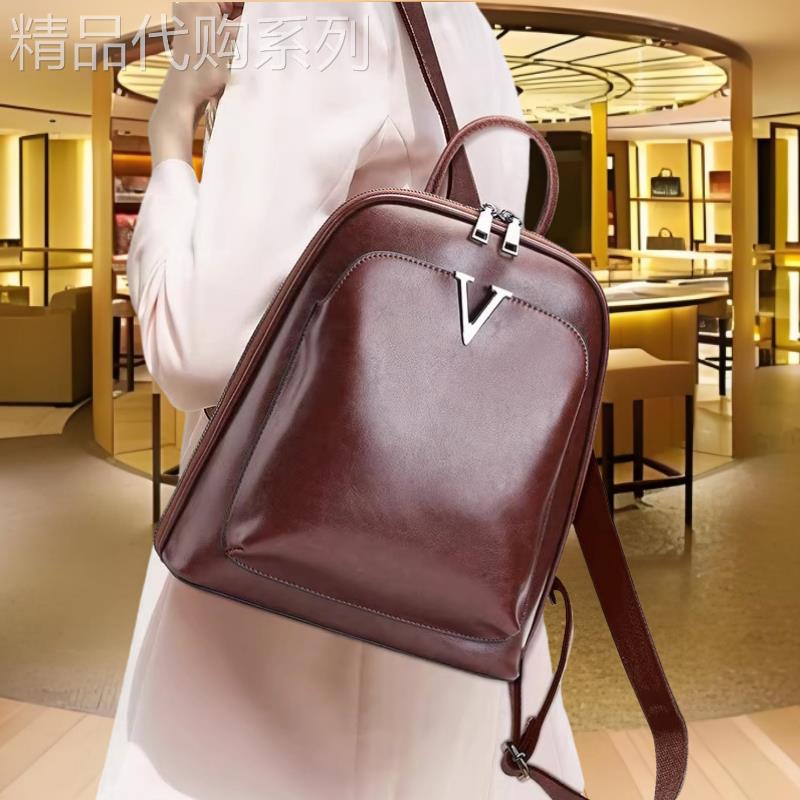 香港品牌真皮双肩包女新款大容量旅游女士背包百搭书包防盗电脑包