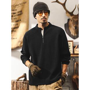 覆古欧棉绒卫衣男春秋T恤半拉炼宽松上衣 BIAS潮牌美式 neith