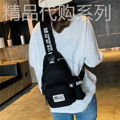 香港品牌胸包女新款春女士揹包斜跨包帆布百搭胸前包斜跨胸包潮包