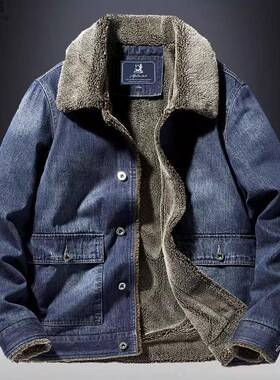 Madness Mdns Clot潮流牛仔外套冬季加绒宽松大码男装羊羔绒棉服