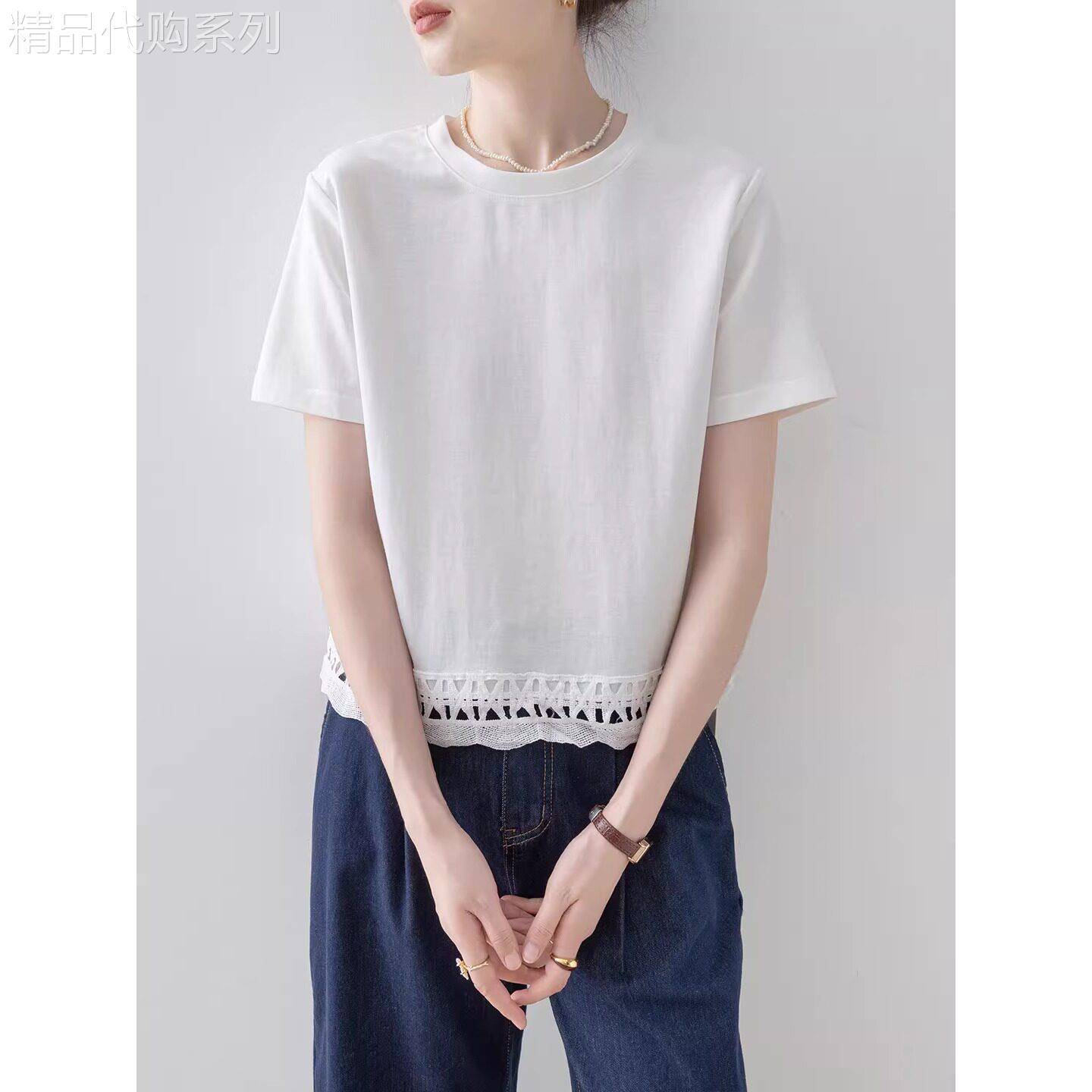 Canary Kiss白色圆领T恤女2026夏新款镂空设计感宽松休闲正肩上衣