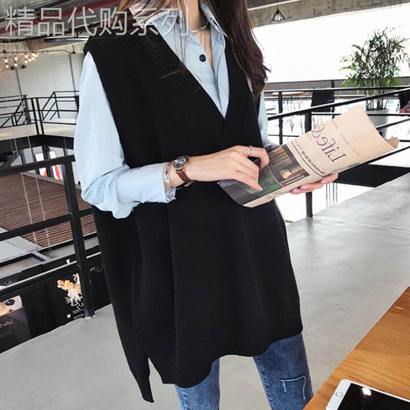潮牌1212宽松遮肚子马甲上衣女胖mm秋冬外穿洋派毛衣背心外套大尺