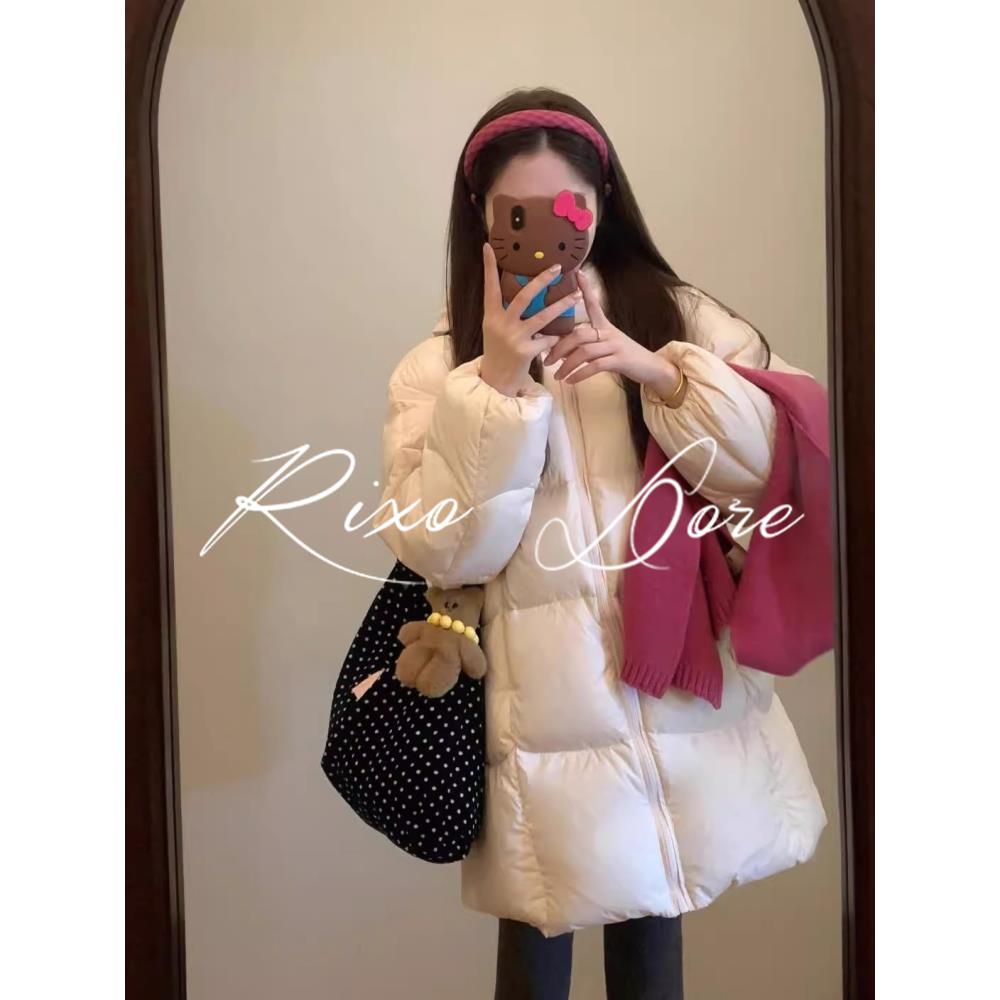 RIXO DORE法式粉色连帽高级感面包服外套女慵懒风宽松保暖厚棉衣