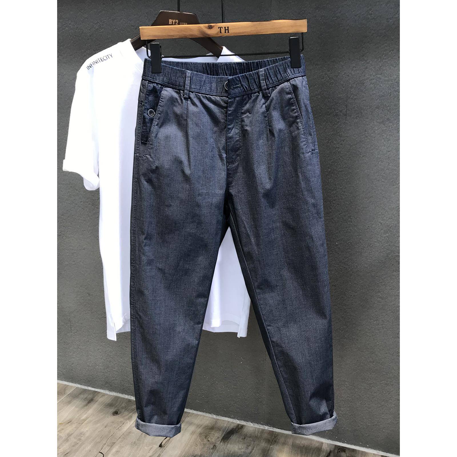 潮牌it neith BIAS高级感仿牛仔休闲裤面料宽松男士直筒百搭裤子