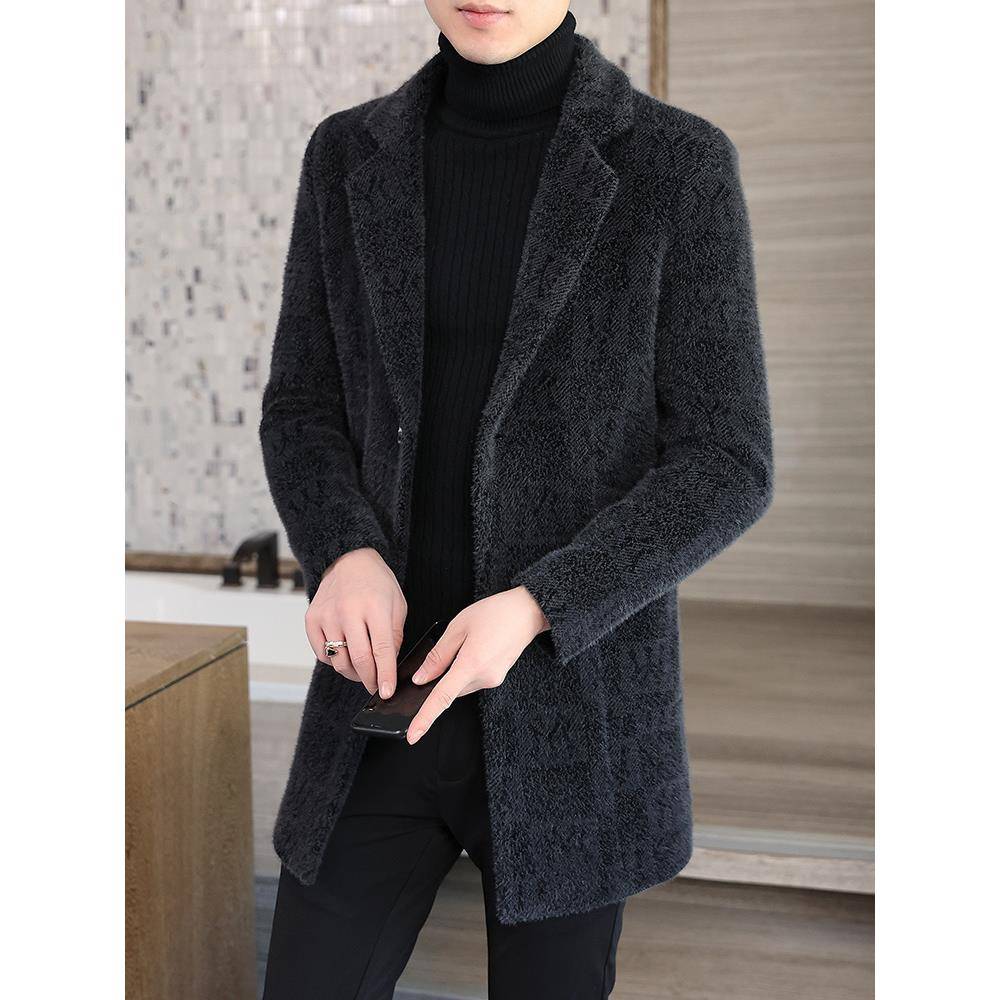 羊绒大衣男冬季2024新款加棉加厚中长款高端水貂绒男士毛呢子外套