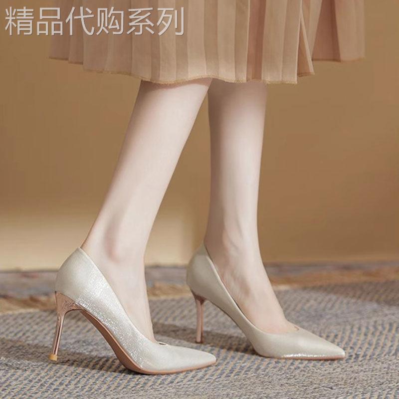 法式高跟鞋女2025春秋新款细跟尖头气质旗袍简约伴娘鞋配裙子单鞋