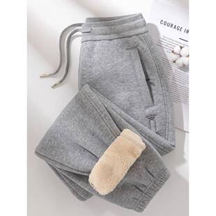 MAROLIO~超厚保暖羊羔绒卫裤女加绒加厚冬季2025新款冬外穿女裤子