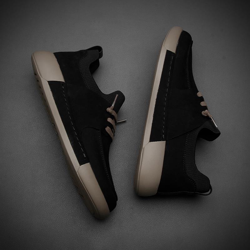 真皮休闲皮鞋秋冬季新款男士透气百搭软底滑板鞋复古一脚蹬乐福鞋