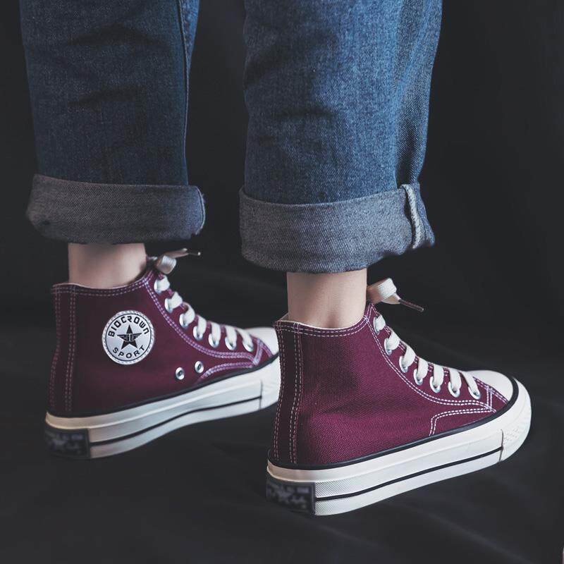 香港2025新款高帮帆布鞋女韩版学生布鞋ulzzang黑色板鞋平底潮鞋