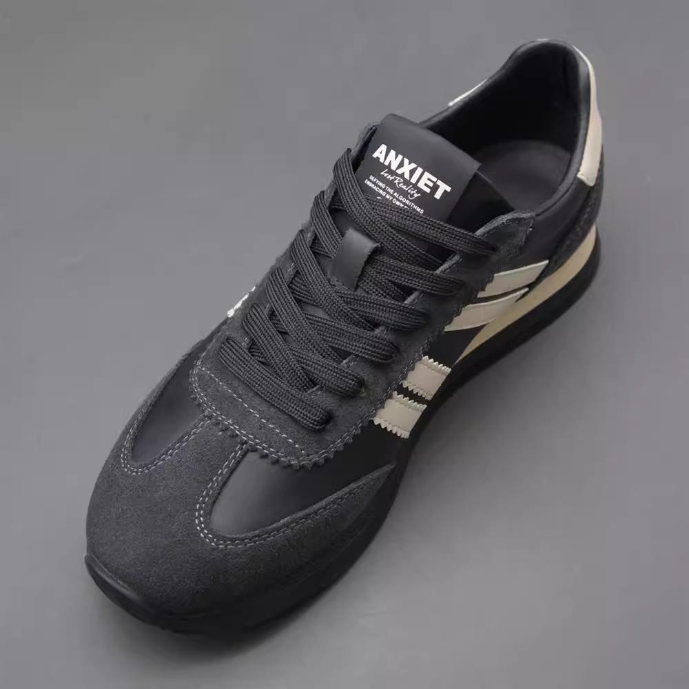 潮流时尚磨砂拼接阿甘鞋秋冬新款轻奢百搭真皮男鞋舒适运动休闲鞋