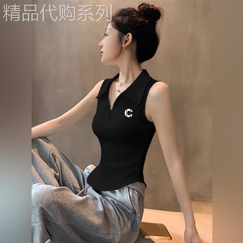 潮牌修身polo领不规则吊带背心女2026夏季新款欧洲站V领无袖上衣