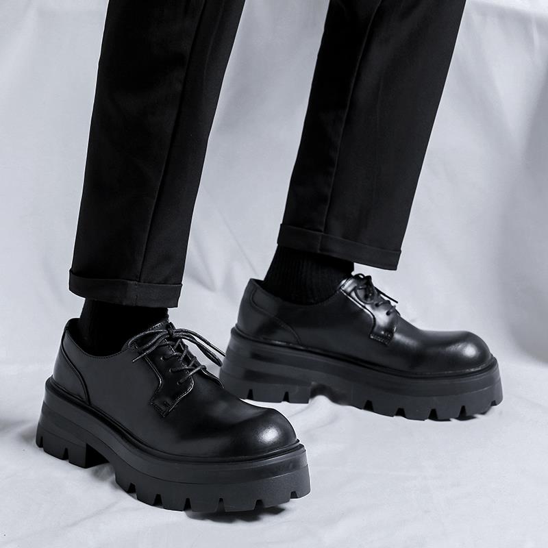 Trendsetters！厚底增高德比鞋男高级感英伦发型师圆头正装休闲鞋