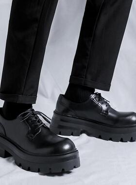 Trendsetters！厚底增高德比鞋男高级感英伦发型师圆头正装休闲鞋