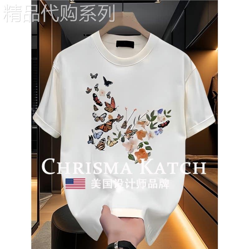 出口美国Chrisma Katch~重磅短袖纯棉情侣打底衫宽松圆领体恤