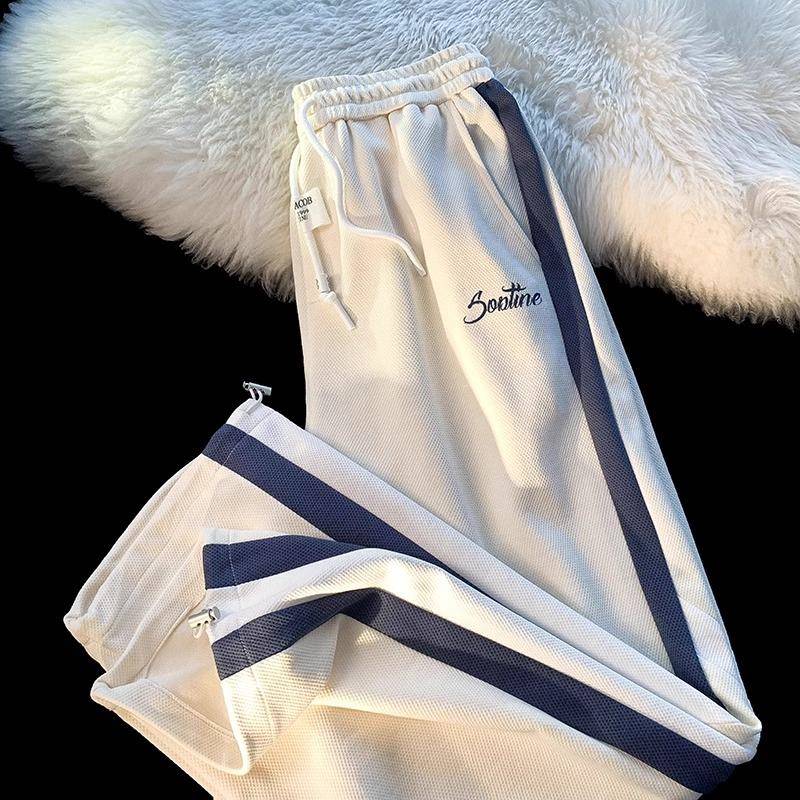 it neith BIAS潮牌条纹撞色阔腿裤男春季直筒百搭重磅cityboy卫裤