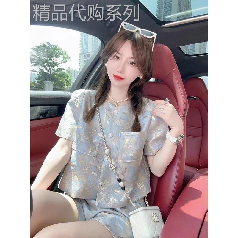 韩国2025夏新款减龄洋气小香风短袖短裤两件套女时尚小个子套装裤