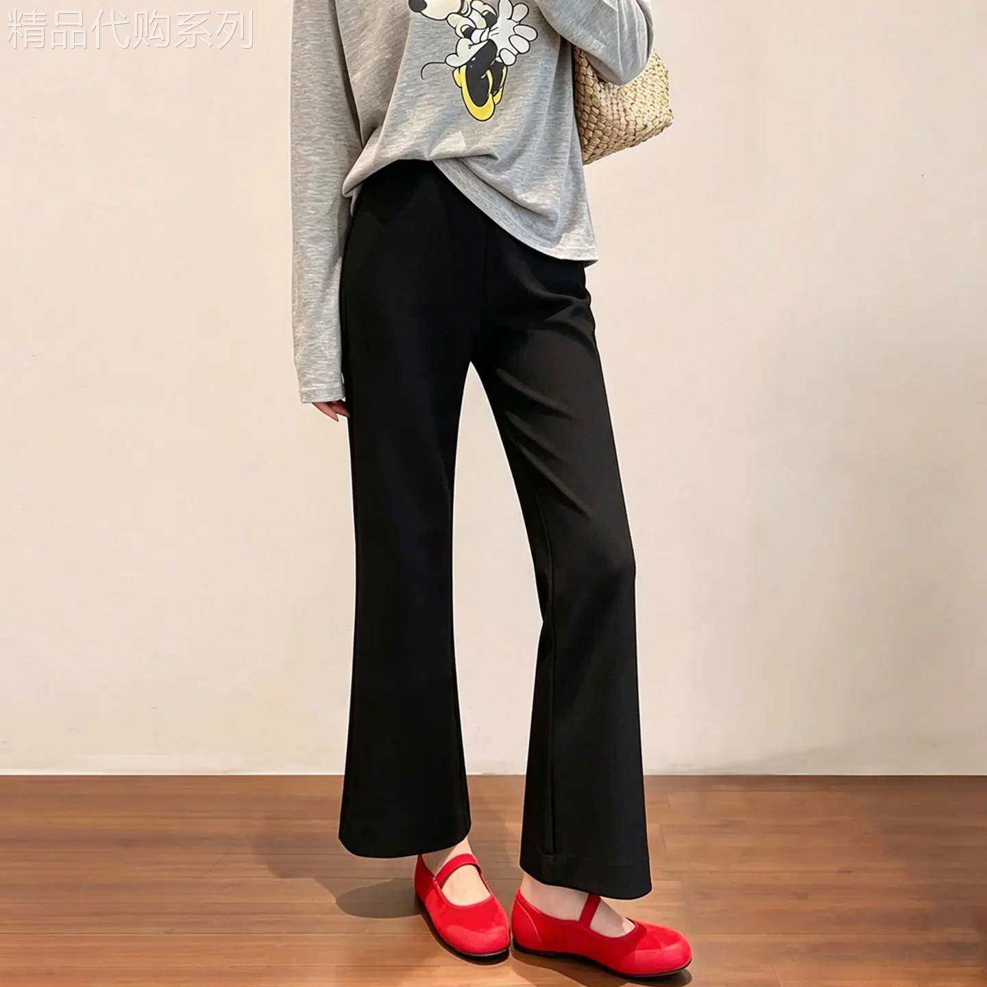 黑色九分微喇西装裤女春秋2026年新款高腰显瘦小个子休闲直筒裤女