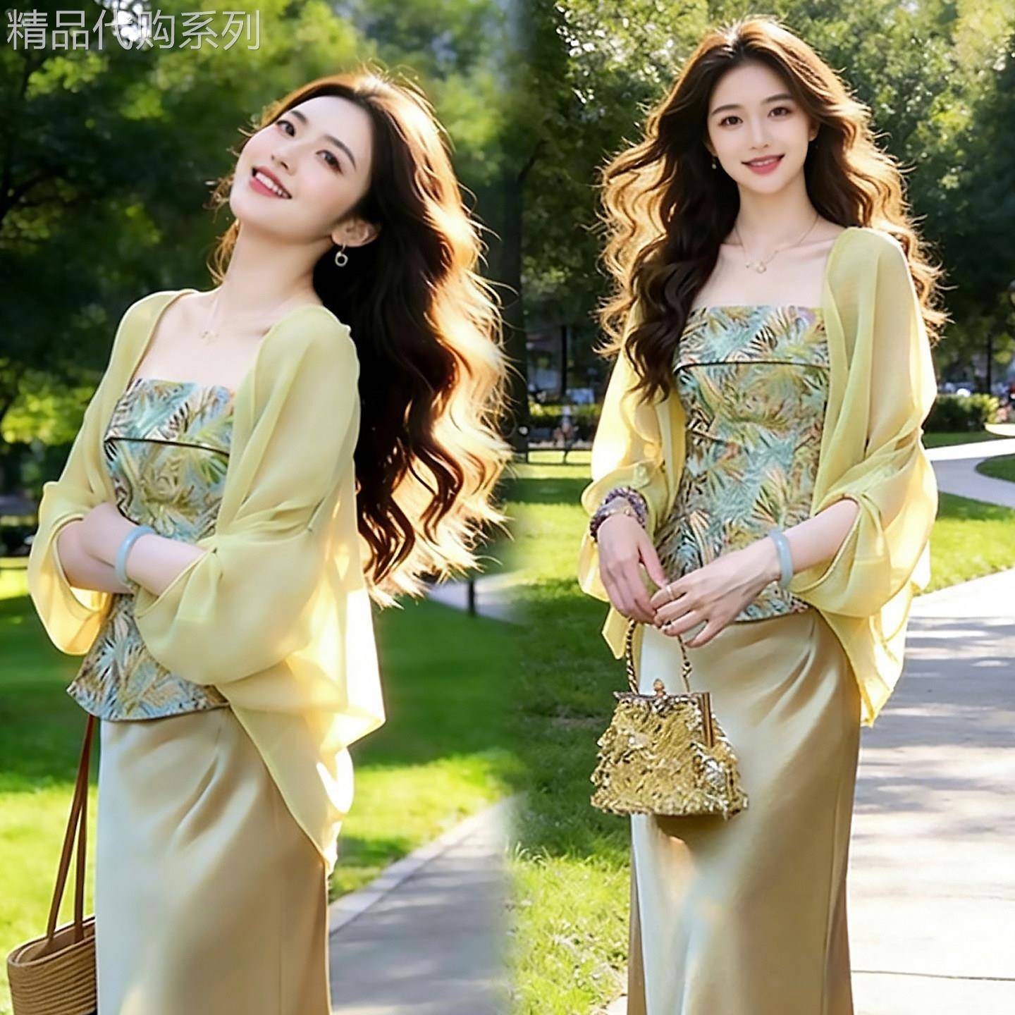 Fashion Master时尚大师减龄感开衫印花外套搭吊带搭微喇半身裙春