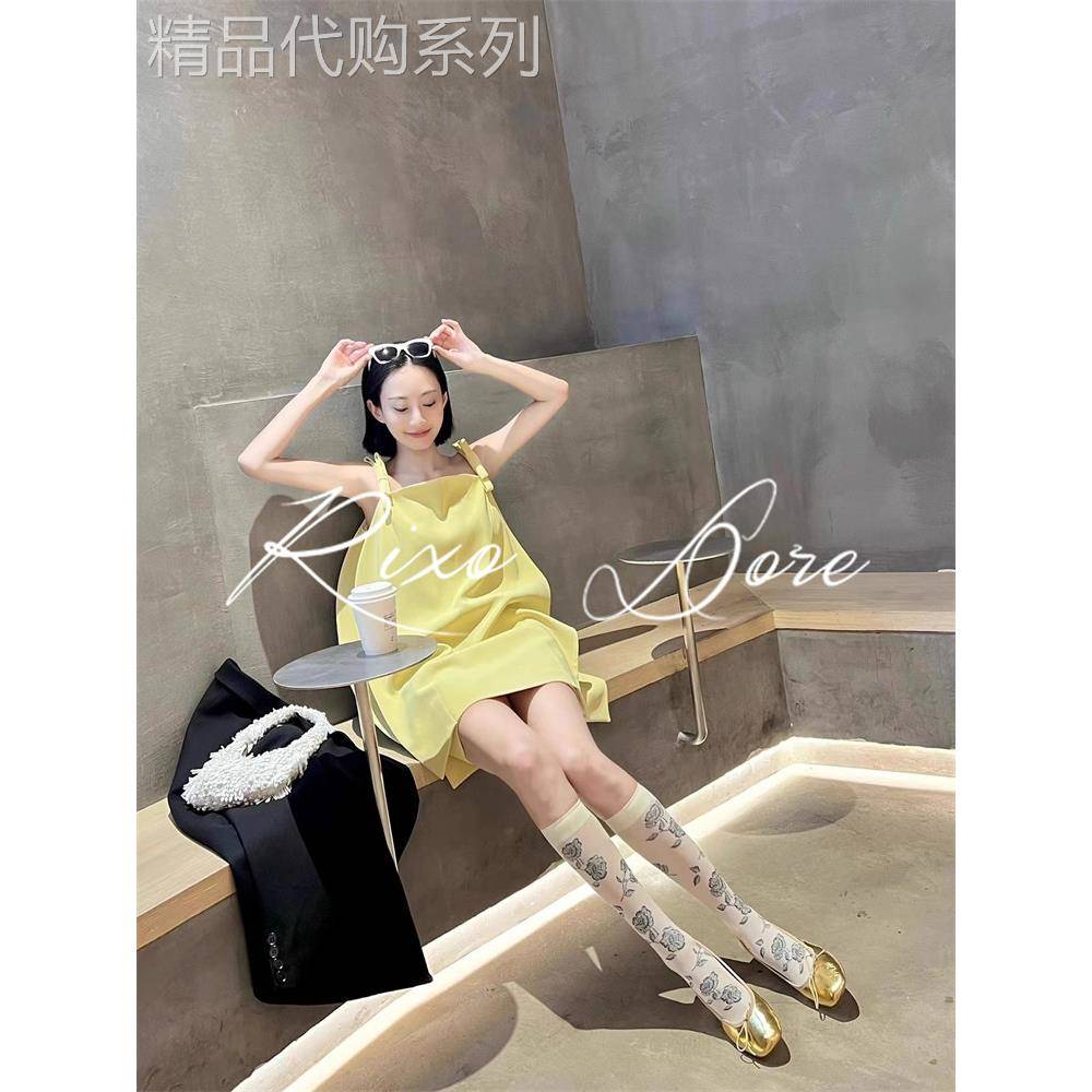 RIXO DORE法式夏一字领简约吊带短裙设计感宽松显瘦无袖洋装女