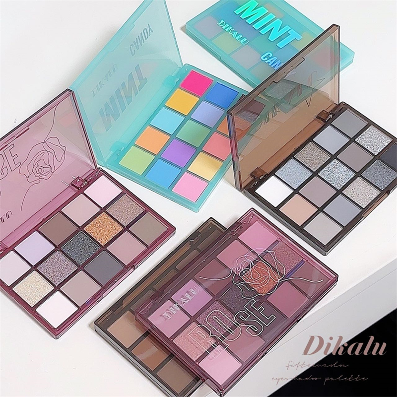 DIKALU蔷薇玫瑰暗夜骑士眼影暗黑色灰色深色系水泥盘欧美妆多色系