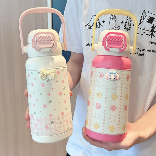 高颜值女新款保温杯学生吸管水杯