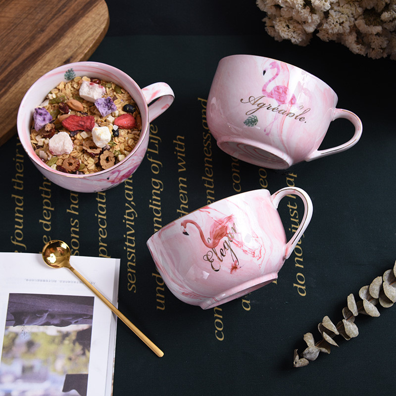 Ceramic milk breakfast cup with lid
