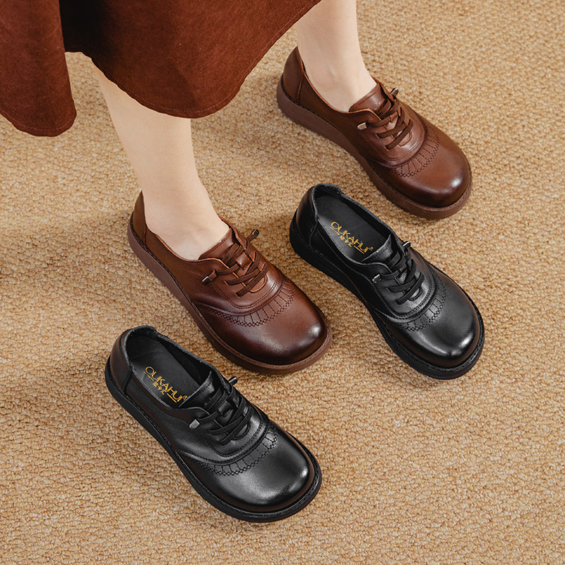 欧卡汇女单鞋春季新款防滑妈妈鞋厚底休闲鞋女平底黑色软底软面,女鞋,深口单鞋,淘宝优惠券,粉丝福利购,淘宝优惠卷