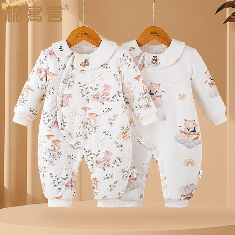 婴儿夹棉连体衣秋冬款新生儿三层加厚哈衣服宝宝可爱保暖外出棉服,童装/婴儿装/亲子装,连身衣/爬服/哈衣,淘宝优惠券,粉丝福利购,淘宝优惠卷