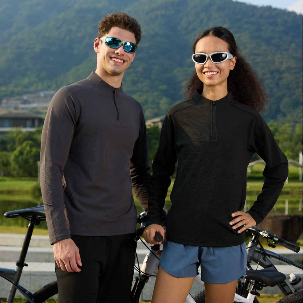 秋冬外贸欧码简约设计运动外套男女保暖户外紧身运动服长袖S9887
