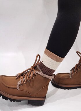 92075清版加绒保暖马丁靴女英伦风时尚系带百搭短靴冬靴子