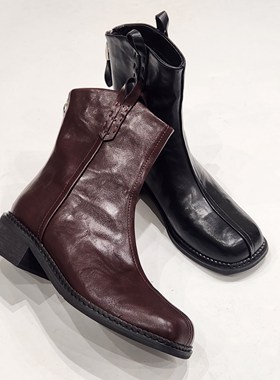71103特价清版方头粗跟时装靴显瘦女靴子短靴马丁靴工装靴