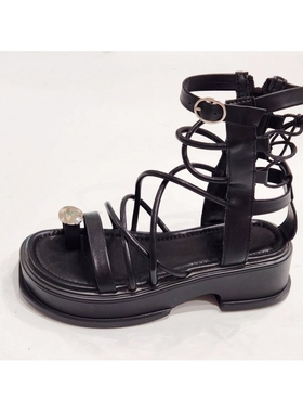 72095特价清版时尚交叉绑带仙女风配裙子厚底高跟罗马凉鞋女