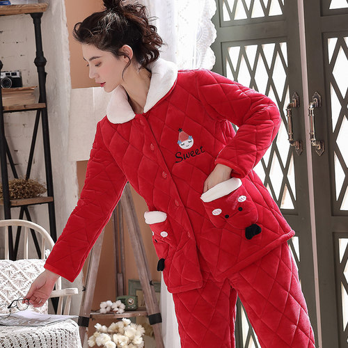 轩朵淇女士珊瑚绒加绒加厚睡衣