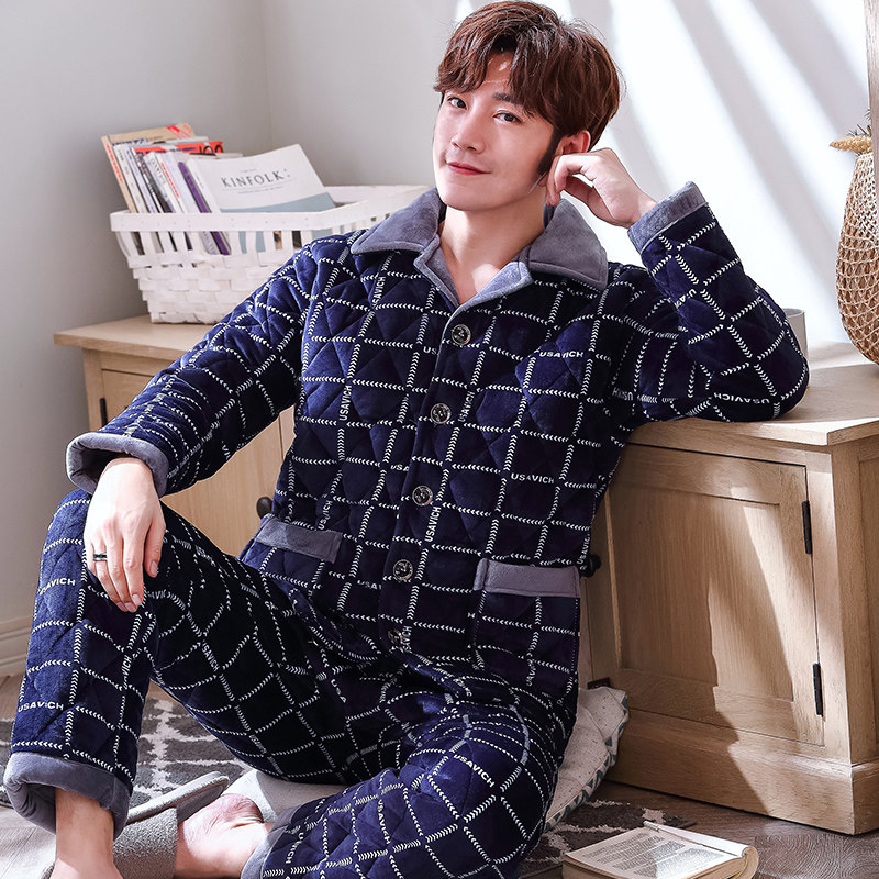 冬季睡衣男士加厚珊瑚绒三层夹棉加绒保暖秋冬款家居服套装,女士内衣/男士内衣/家居服,睡衣/家居服套装,淘宝优惠券,粉丝福利购,淘宝优惠卷